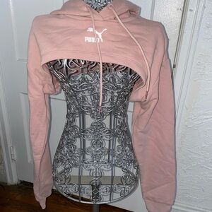 Puma Women's Light Pink Cropped Hoodie Bolero Shrug NWOT